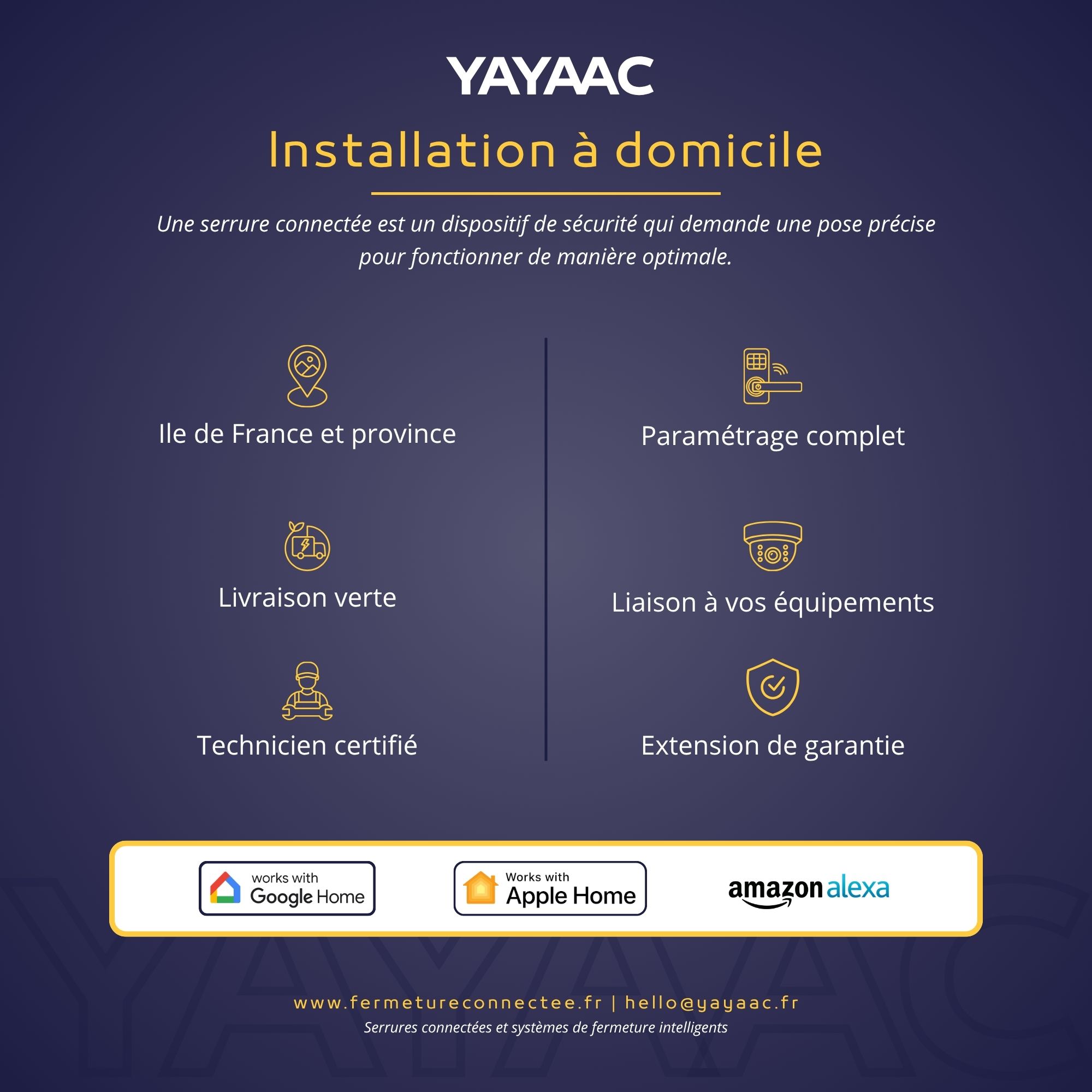 Infographie installation à domicile serrure connectée – intervention 30 min, 25 € en Île-de-France