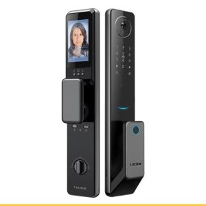 Poignée intelligente Tuya reconnaissance faciale 3D sur porte d'entrée img-2 : Écran tactile verre trempé poignée Tuya WiFi reconnaissance faciale img-3 : Caméra HD interphone vidéo poignée connectée