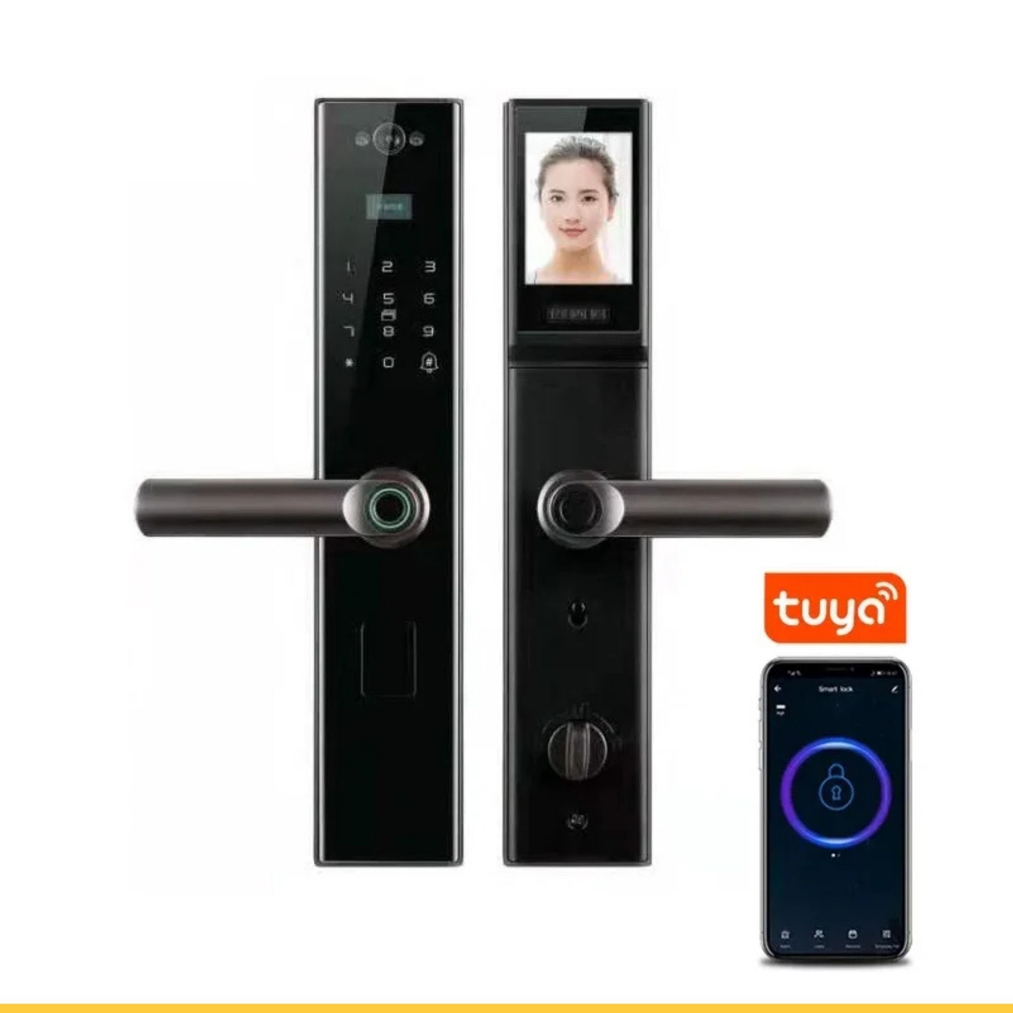 serrure connectée caméra sonnette WiFi Détection de mouvement PIR serrure Tuya 2K notification smartphone